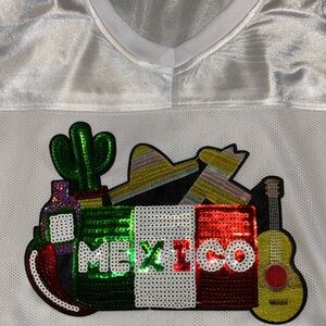 White Sequin Mexico Patch Jersey